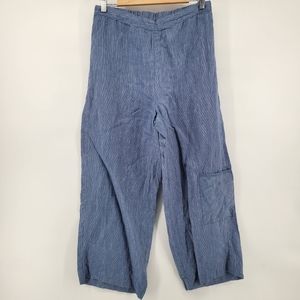 Habitat striped wide leg linen pants S